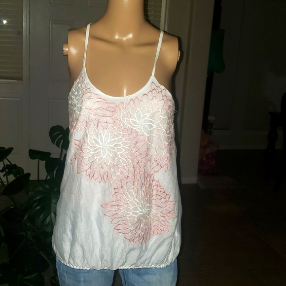 Papaya s silk halter top gorgeously embroidered lotus flowers - Picture 3 of 12